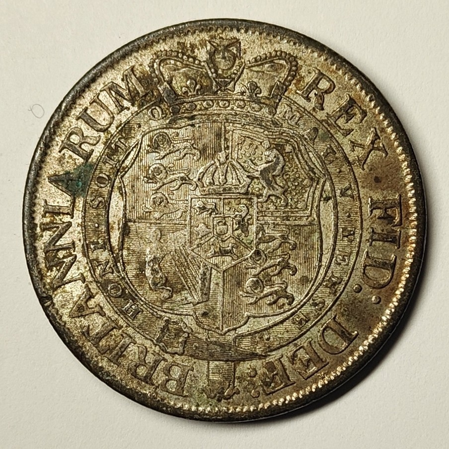 🏮💰物与斋新春连拍3-世界近现代硬币专场（共三场合并发货） 英国1819-dated乔治三世小头半克朗，老仿counterfeit镀银