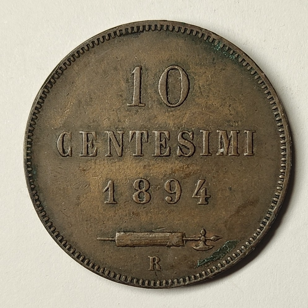 🏮💰物与斋新春连拍3-世界近现代硬币专场（共三场合并发货） 圣马力诺1894年10分大铜币，直边