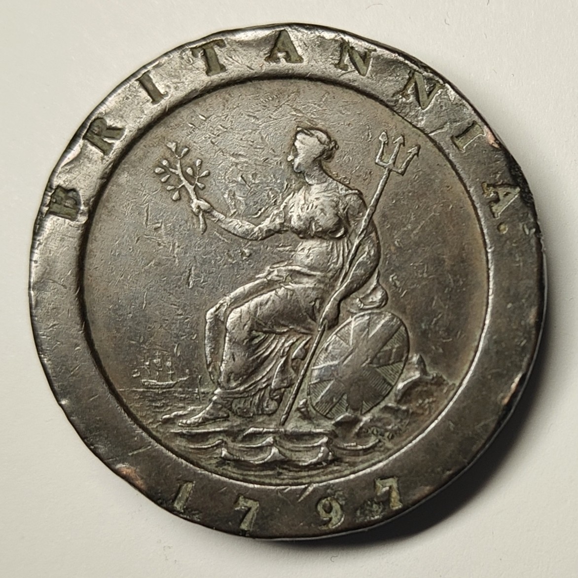 🏮💰物与斋新春连拍3-世界近现代硬币专场（共三场合并发货） 英国1797年乔治三世车轮2便士铜币 经典名誉品 细节更好