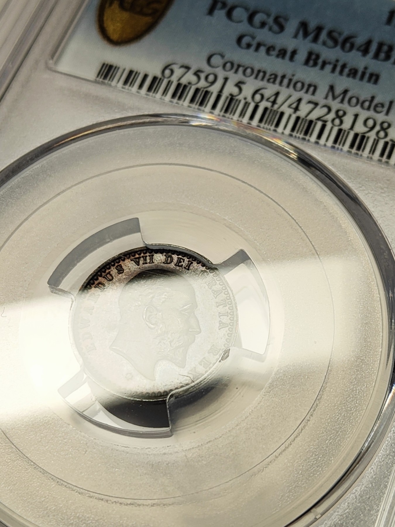 🏮💰物与斋新春连拍3-世界近现代硬币专场（共三场合并发货） PCGS-MS64BN 英国1902年爱德华七世半法新登基纪念铜币 最小的马剑 人像面镜面底板 背面铜光鲜动