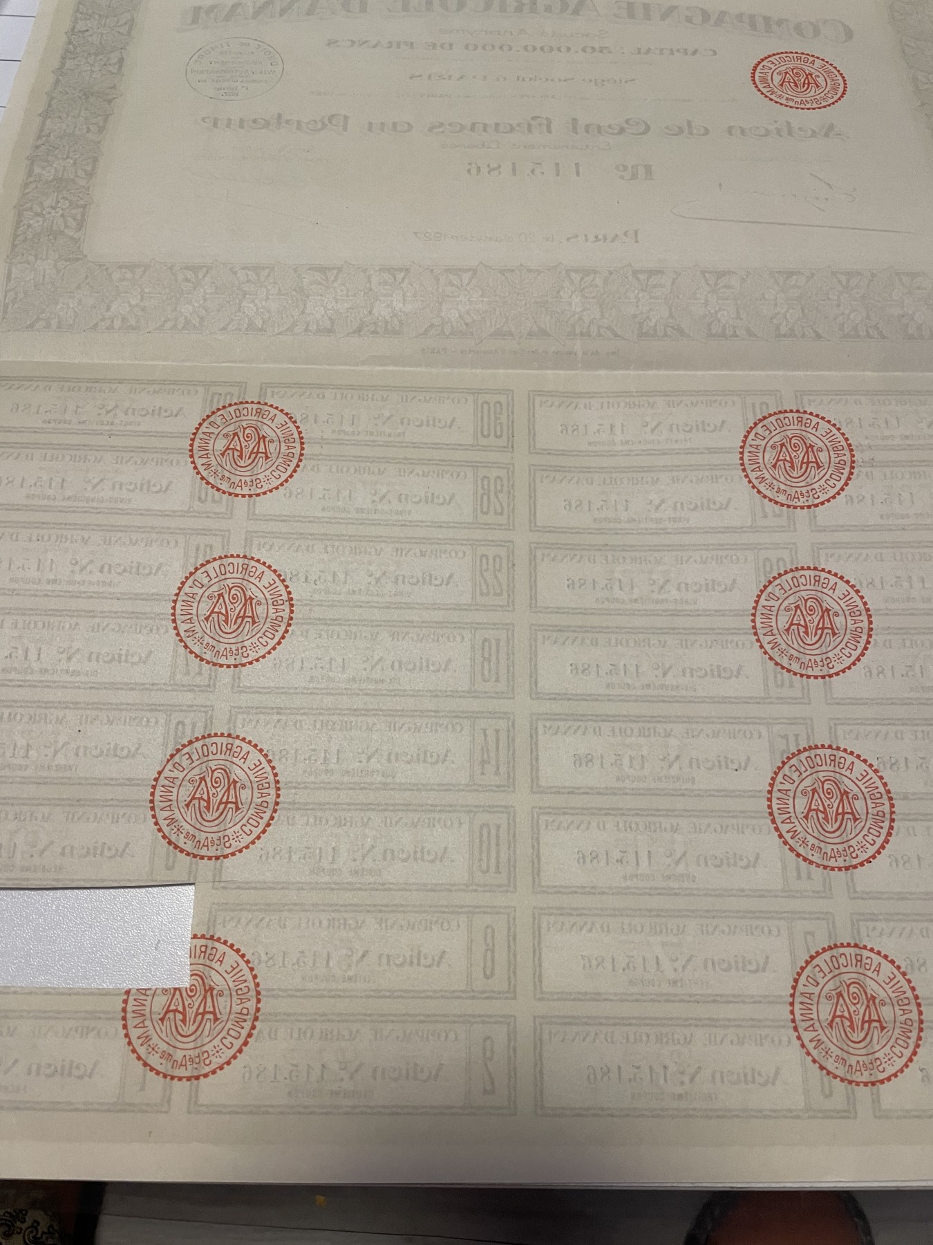 第21场钱币纸币小人书、连环画、瓷器专场 1927年法国巴黎在华债券，95品