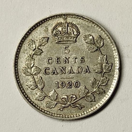 🏮💰物与斋新春连拍3-世界近现代硬币专场（共三场合并发货） 英属加拿大1920年乔治五世5分银币