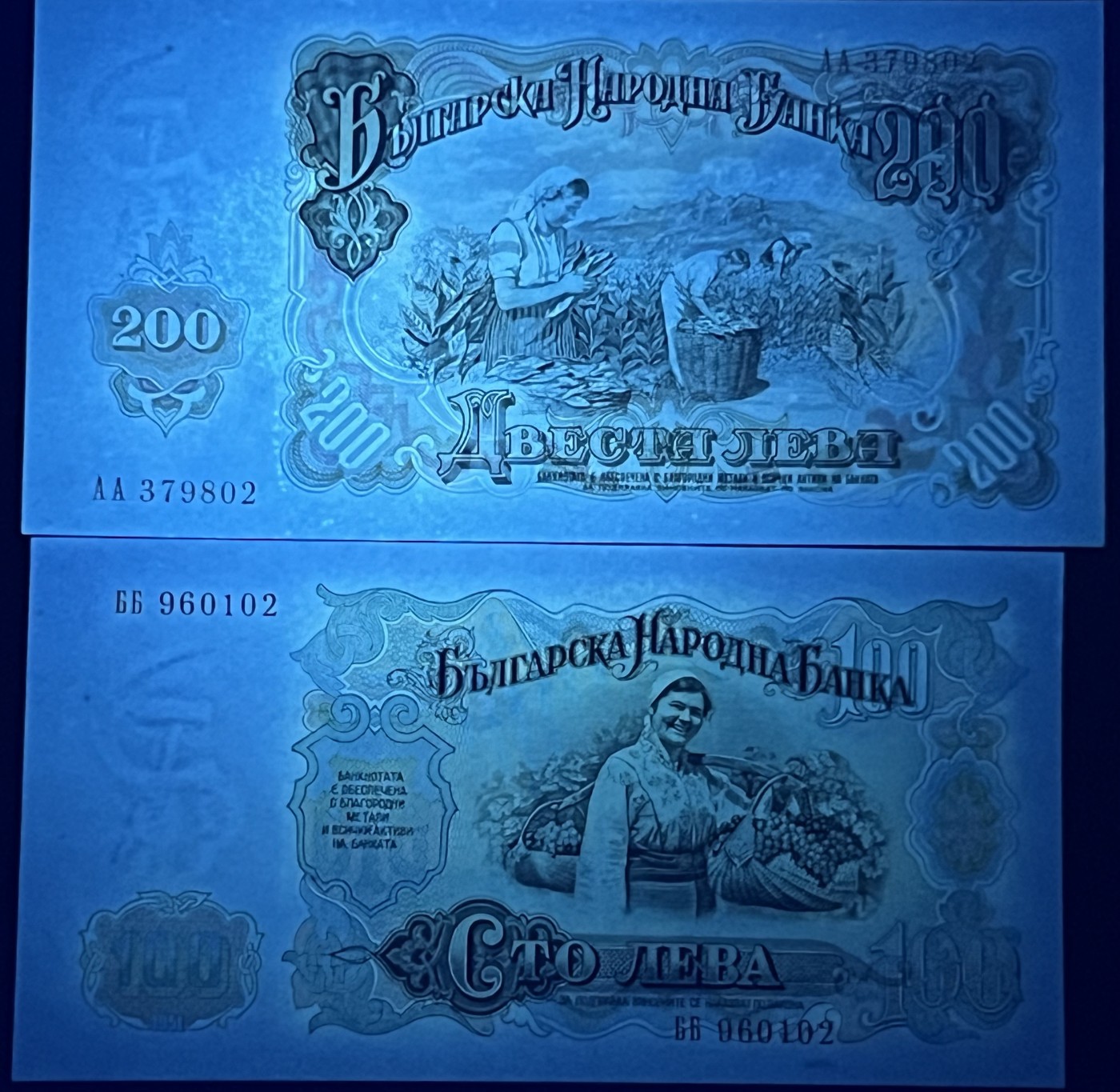 🌗乐淘淘世界纸币收藏拍卖 第41期 裸钞较多🌓 保加利亚1951年纸币七张 3/5/10/25/50/100/200列弗 部分有压痕 轻微斑 品相如图