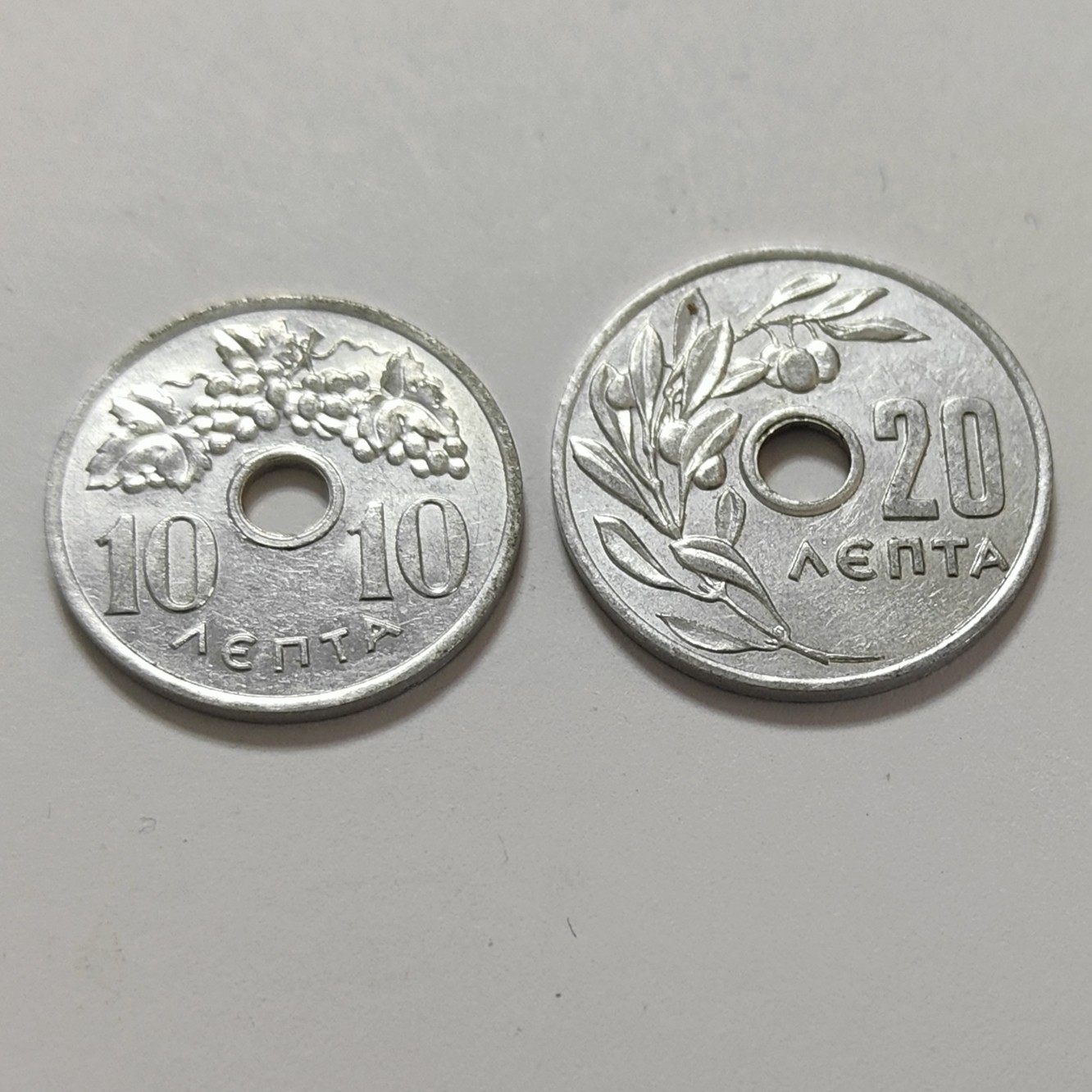 🏮💰物与斋新春连拍3-世界近现代硬币专场（共三场合并发货） 希腊1959年10+20Lepta铝币一对，首年，未流通原光