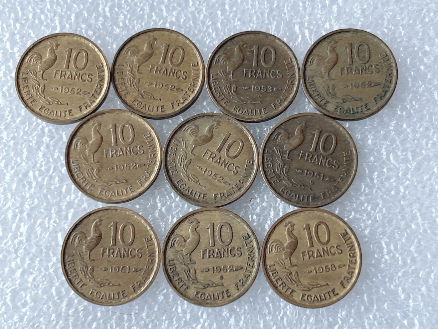 第一海外回流一元起拍收藏 散币专场 第66期 法国50年代20法郎 10枚