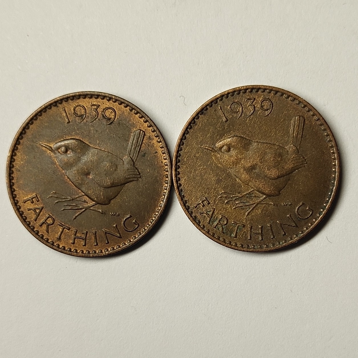 🏮💰物与斋新春连拍3-世界近现代硬币专场（共三场合并发货） 英国1939年乔治六世小鸟法新一对