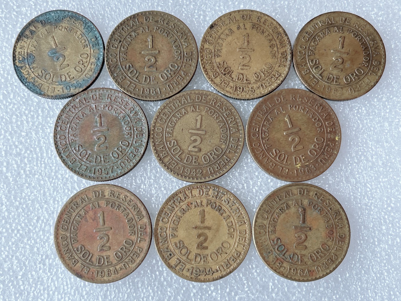 第一海外回流一元起拍收藏 散币专场 第66期 秘鲁1/2索尔铜币 10枚