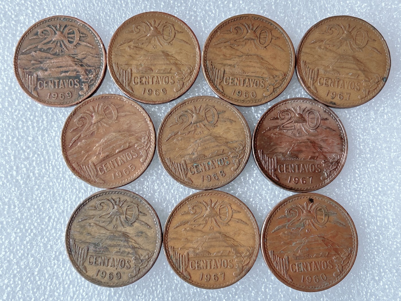 第一海外回流一元起拍收藏 散币专场 第66期 墨西哥20分大铜币 10枚