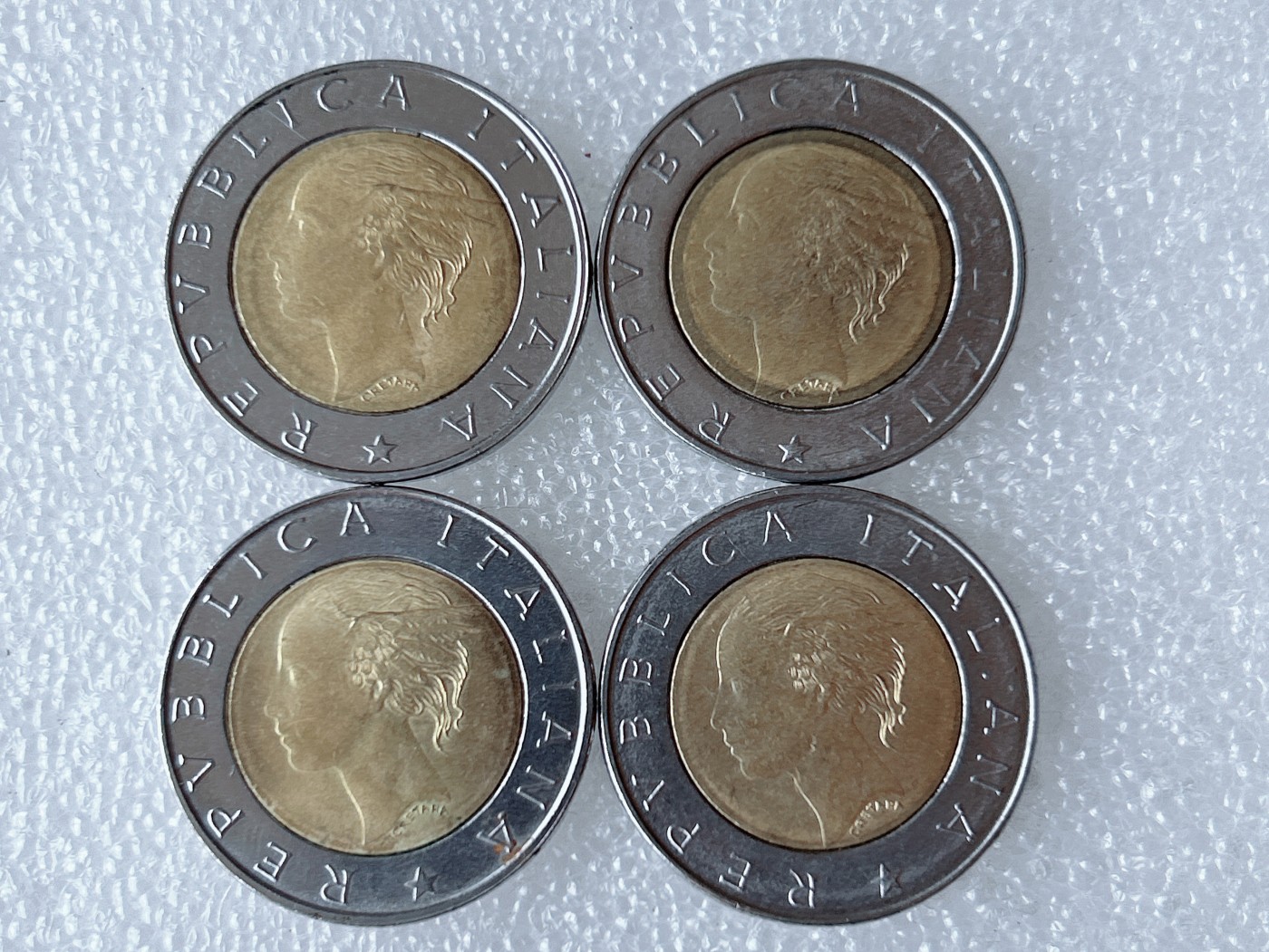 第一海外回流一元起拍收藏 散币专场 第66期 意大利500里拉双色币 4枚