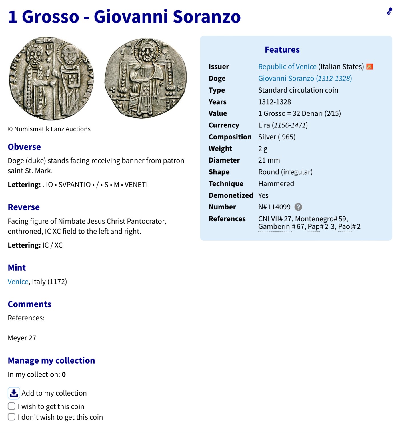 🏮💰物与斋新春连拍3-世界近现代硬币专场（共三场合并发货） 威尼斯共和国1312-1328年1Grosso银币，965高银