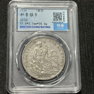 银币评级专场&全场保真包代 - 秘鲁坐洋一索尔银币一图一物、保真包代