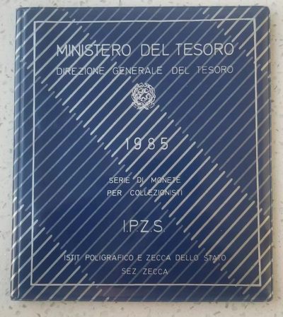 【币将精彩】世界钱币拍卖（2025-7-23） - 意大利1985年mint set套币  普制版，全套10枚，含500里拉双金属币和亚历桑德罗曼扎尼纪念银币，带证书包装。