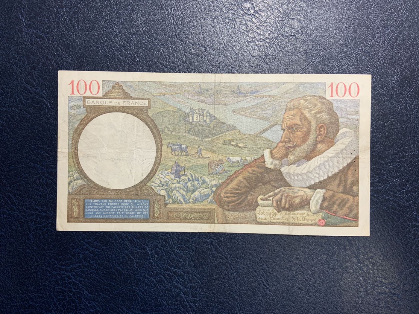 收藏联盟Quantum Auction 第325期拍卖  法国1939年100法郎 非全新 品相如图 有针孔 巴黎圣母院