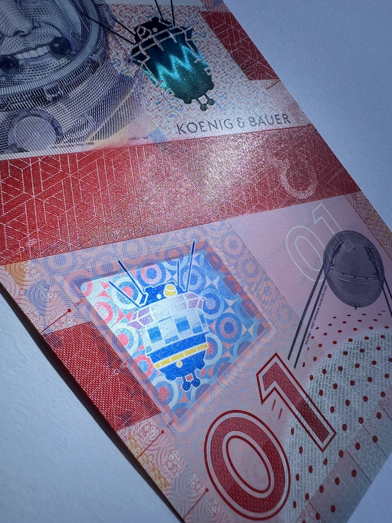 2025第25场（总第225期）：精品测试钞、纪念钞、塑料钞、连体钞综合场 瑞士高宝KBA 2021“莱卡～01”系列塑料测试钞UNC（SPARK®、Optics、俄罗斯宇航员尤里·加加林Yuri Gagarin）