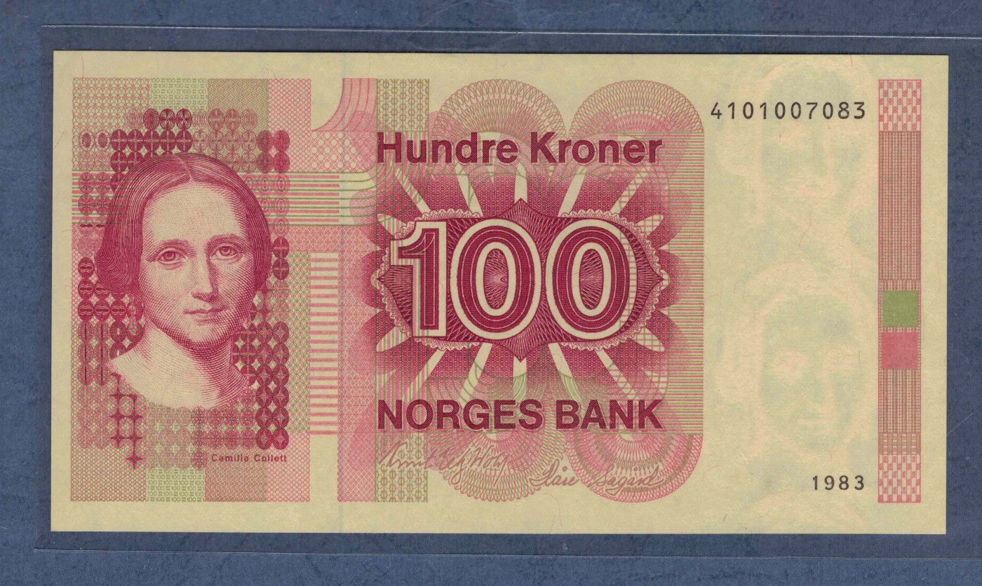 挪威1983年100克朗 欧洲纸币 实物图 UNC