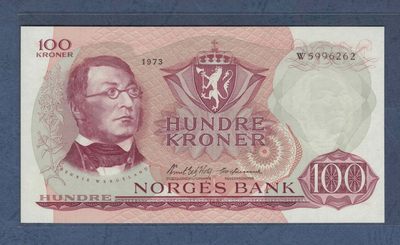 挪威1973年100克朗 无47 欧洲纸币 实物图 UNC - 挪威1973年100克朗 无47 欧洲纸币 实物图 UNC
