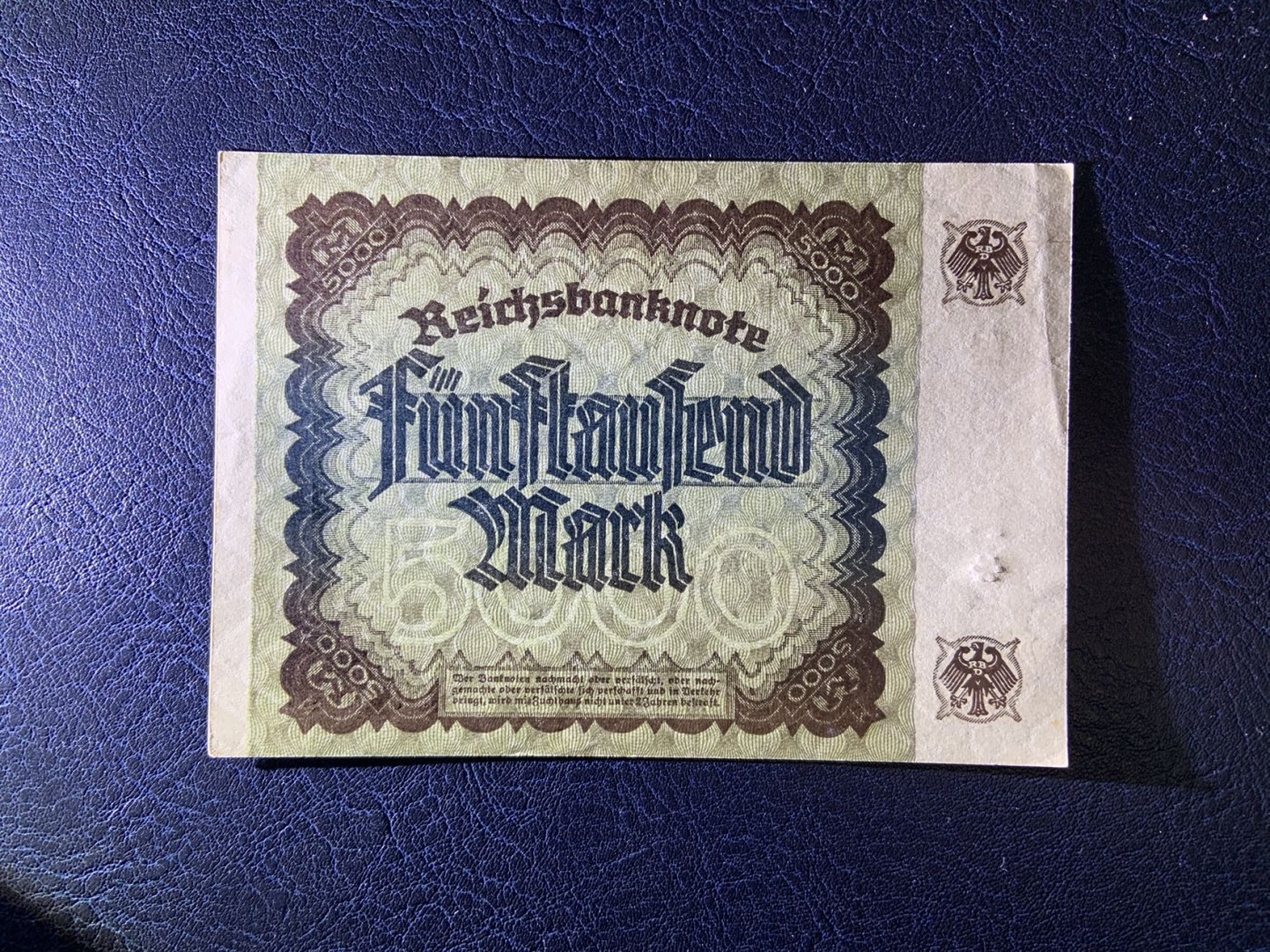 收藏联盟Quantum Auction 第325期拍卖  德国1922年5000马克 品相UNC- 号码无4 少见补号
