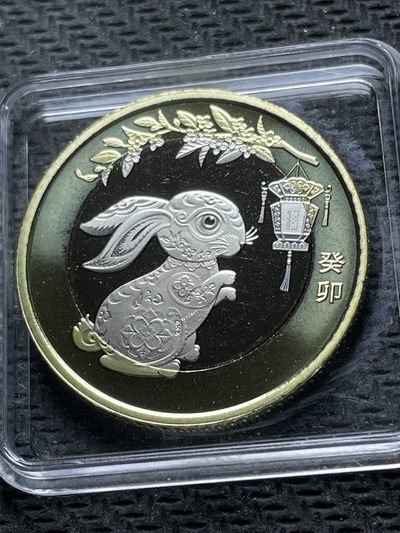 文馨钱币收藏99 场，新年中外古钱币专，版别细分好了 - 卷拆兔年纪念币十元