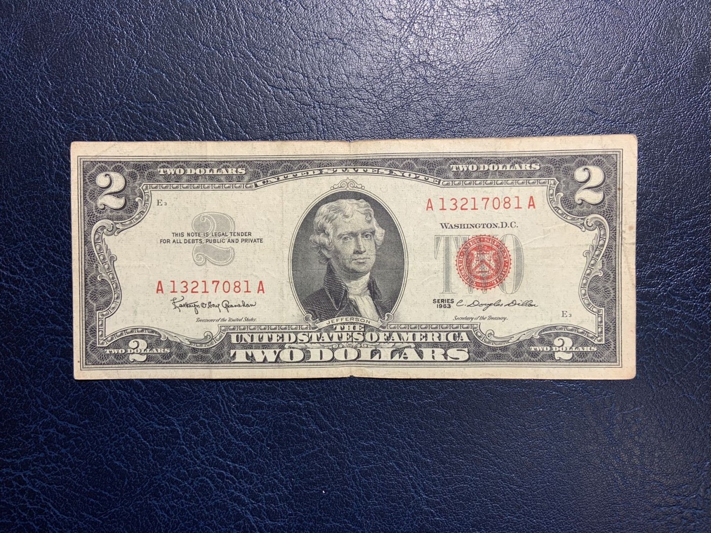 收藏联盟Quantum Auction 第325期拍卖  美国1963年政府券2元 品相如图 号码无