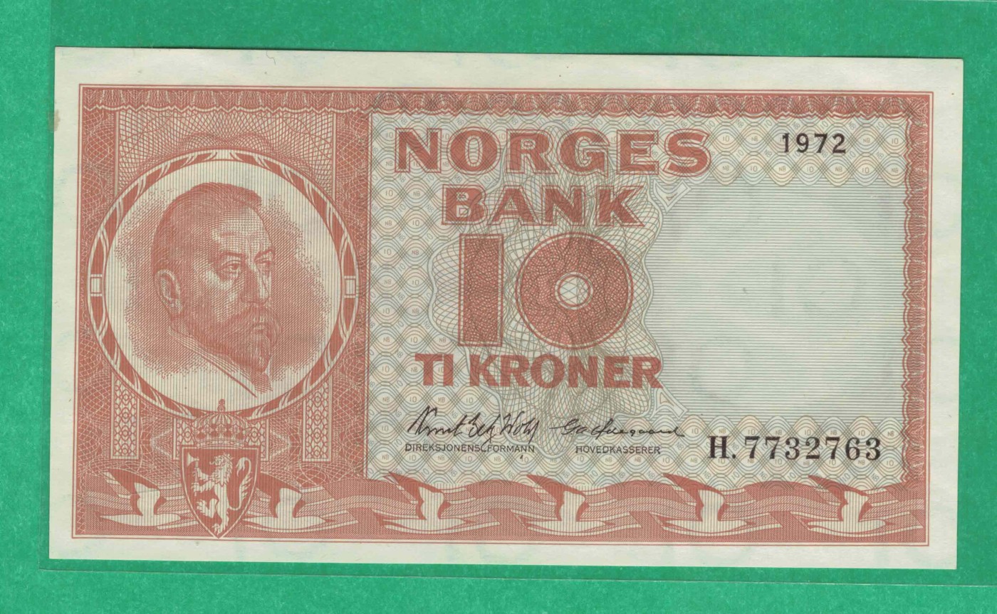 挪威1972年10克朗 无4 实物图 欧洲纸币 UNC