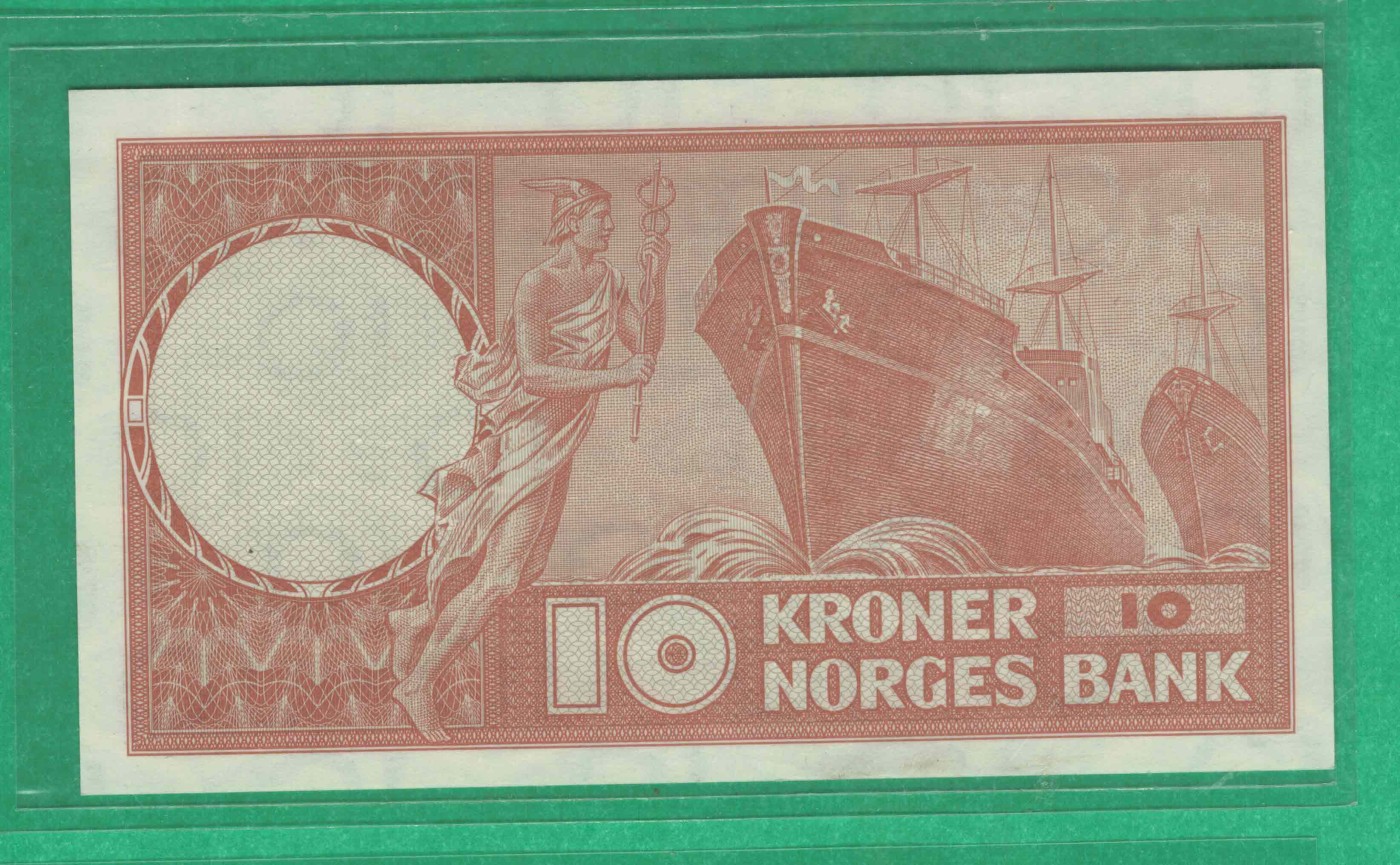 挪威1971年10克朗 A冠 无4 实物图 欧洲纸币 UNC