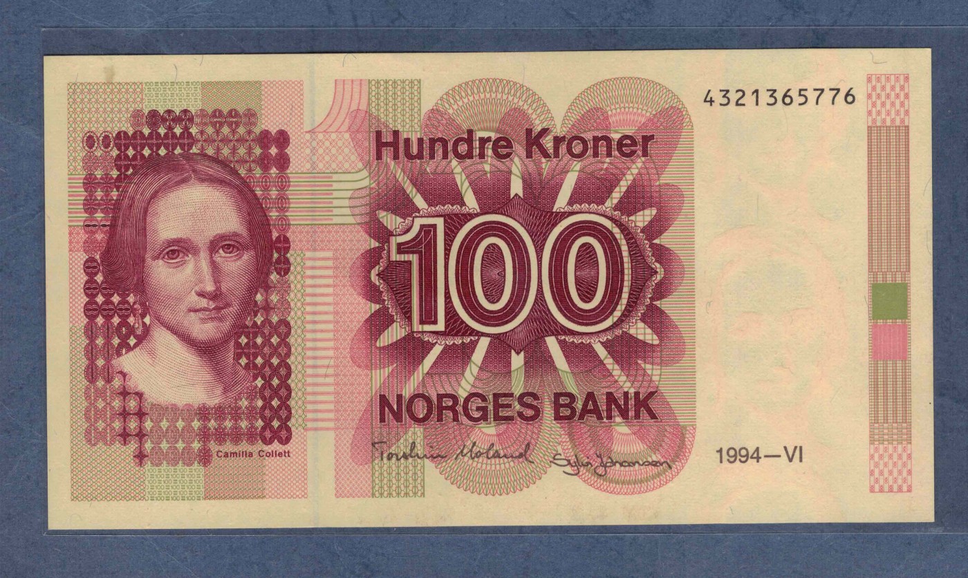 挪威1994年100克朗 欧洲纸币 实物图 UNC