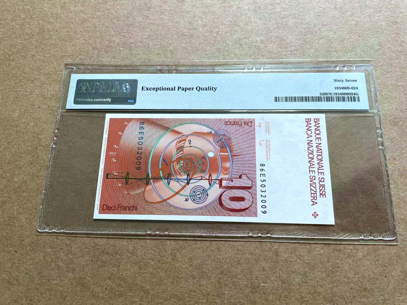 【Blue Auction】✨世界纸币精拍第433期【精】 【无47】瑞士 1986年10法郎 PMG67EPQ 