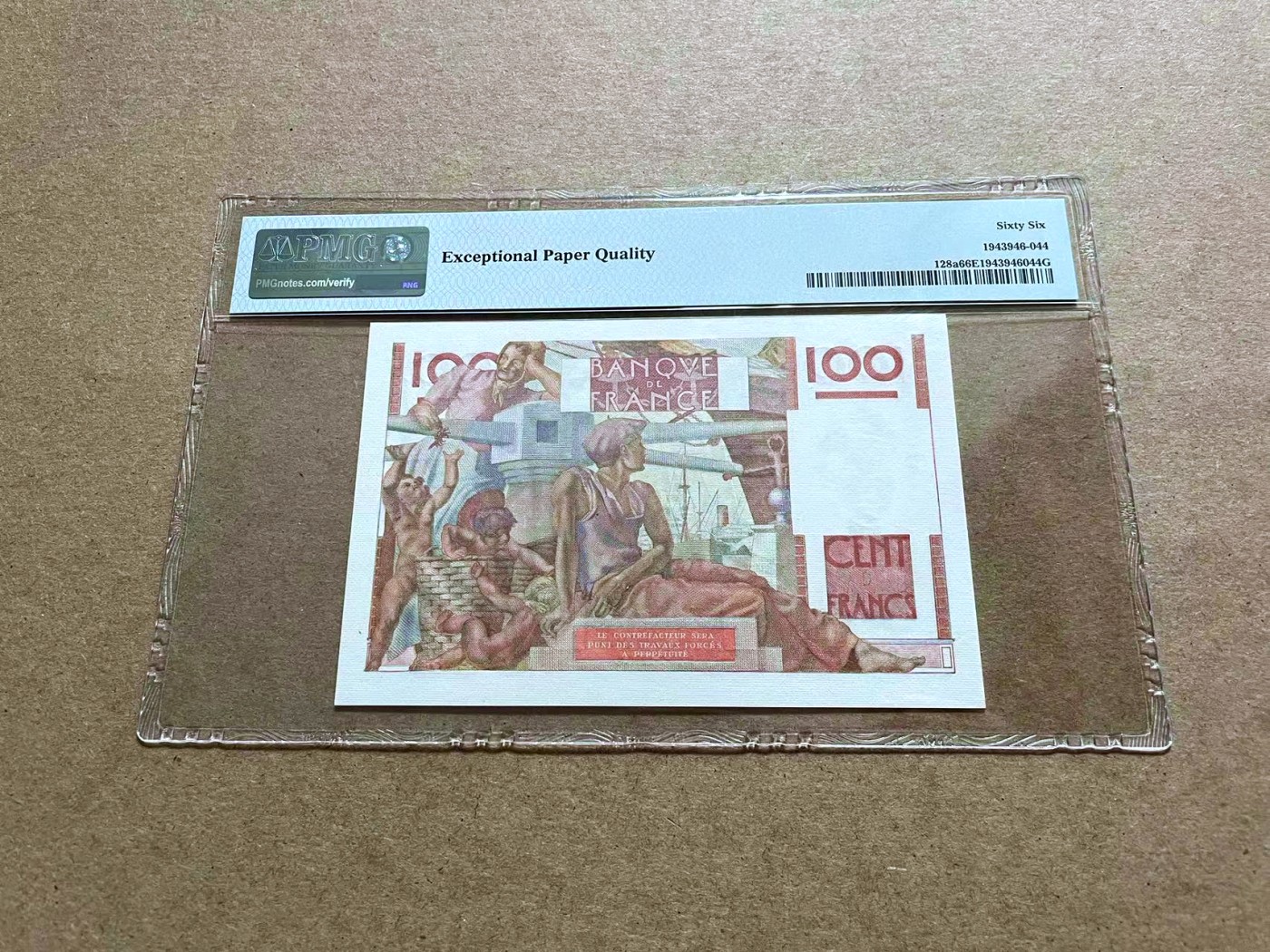 【Blue Auction】✨世界纸币精拍第433期【精】 【无47】法国 1946年100法郎 PMG66EPQ  