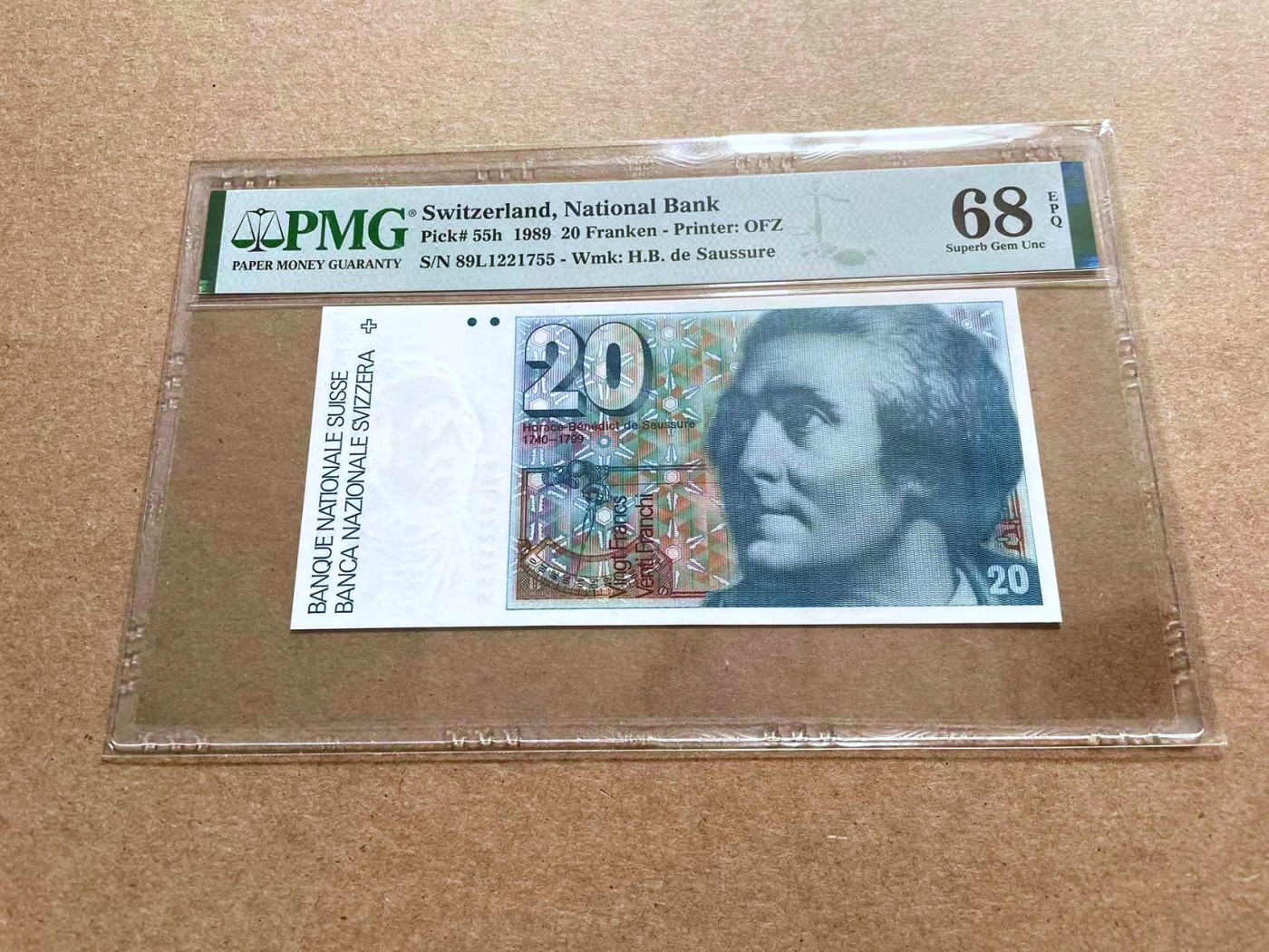 【Blue Auction】✨世界纸币精拍第433期【精】 瑞士 1989年20法郎 PMG68EPQ 超高分