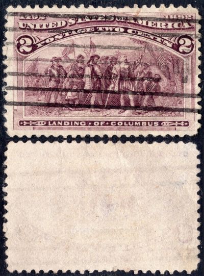洪涛臻品批发群 精选邮票限时拍卖第六百二十三期  - 世界第一套纪念邮票 世界名票 美国1892 哥伦布发现美洲大陆2分--哥伦布登陆
