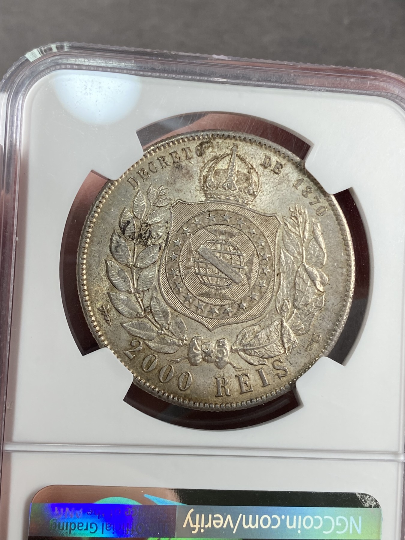 万国钱币拍卖第021期（龙年首拍） NGC MS62 1888年巴西佩德罗二世2000瑞斯流通大银币 此君在1888年废除了农奴制度 解放了100万奴隶