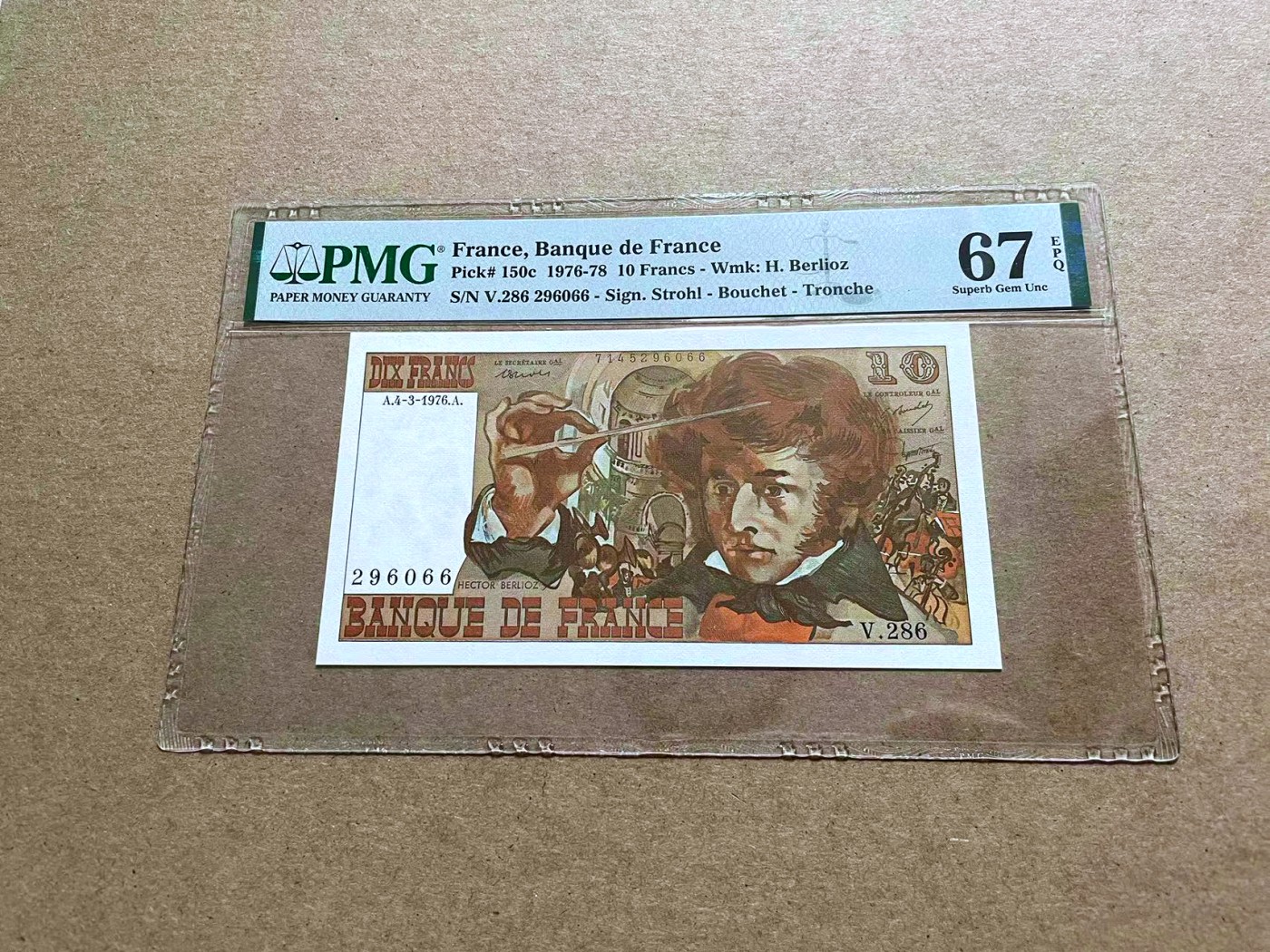 【Blue Auction】✨世界纸币精拍第433期【精】 【无47】法国 1976年10法郎 PMG67EPQ 高分