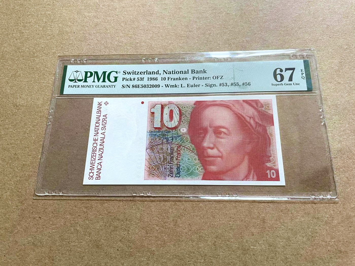【Blue Auction】✨世界纸币精拍第433期【精】 【无47】瑞士 1986年10法郎 PMG67EPQ 