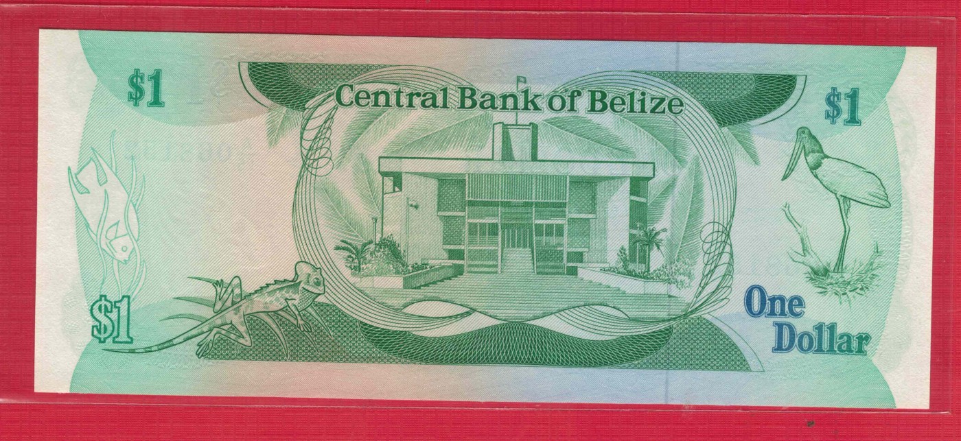 伯利兹(伯里兹)1987年1元 无47 美洲纸币 实物图 UNC
