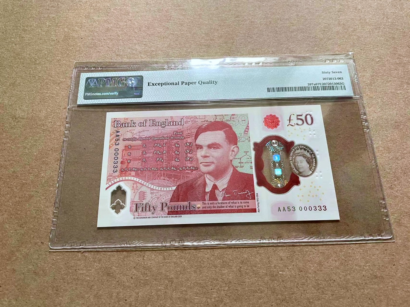 【Blue Auction】✨世界纸币精拍第433期【精】 【000333豹子小号】英国 2021年50镑 PMG67EPQ 高分