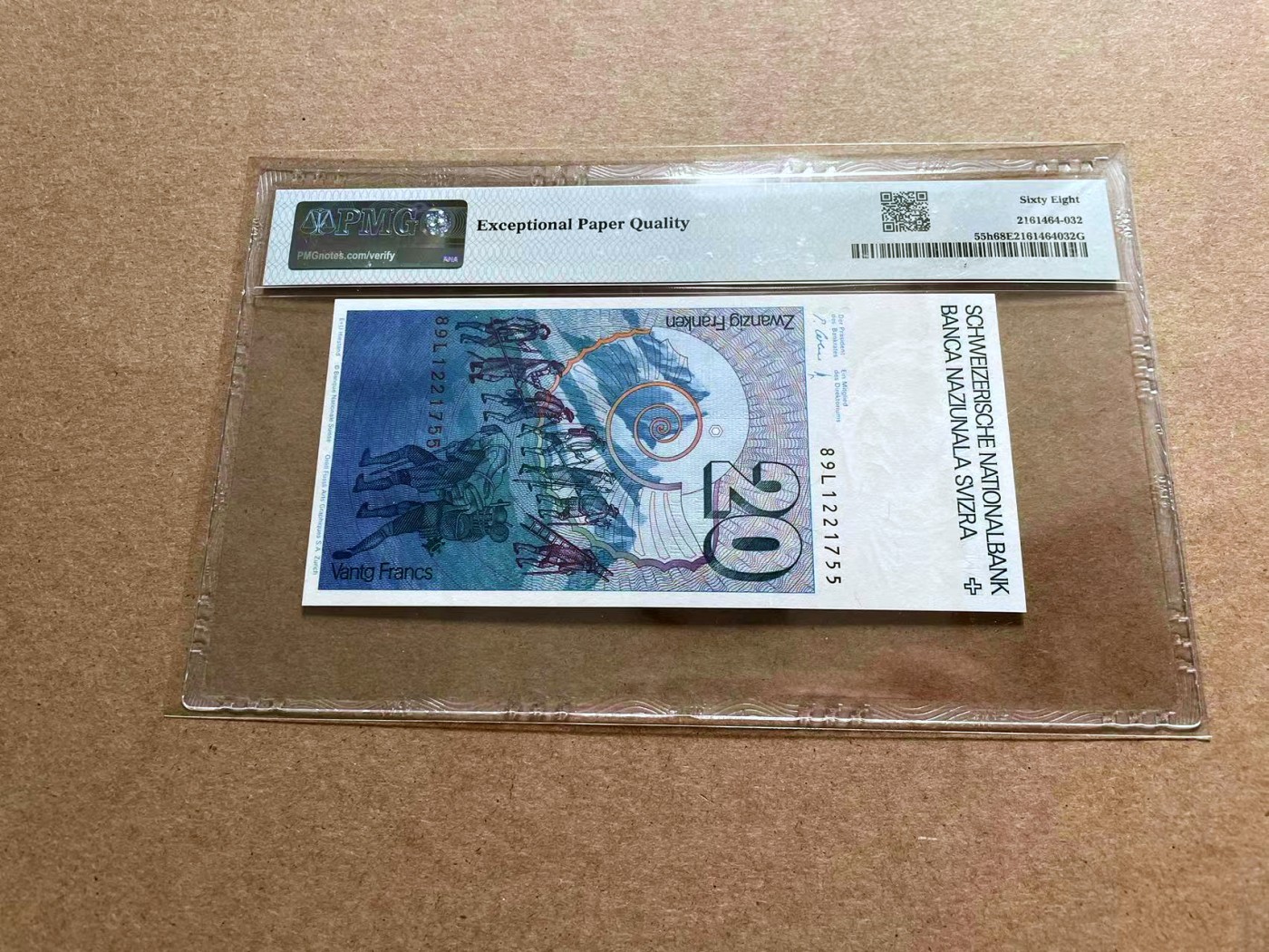 【Blue Auction】✨世界纸币精拍第433期【精】 瑞士 1989年20法郎 PMG68EPQ 超高分