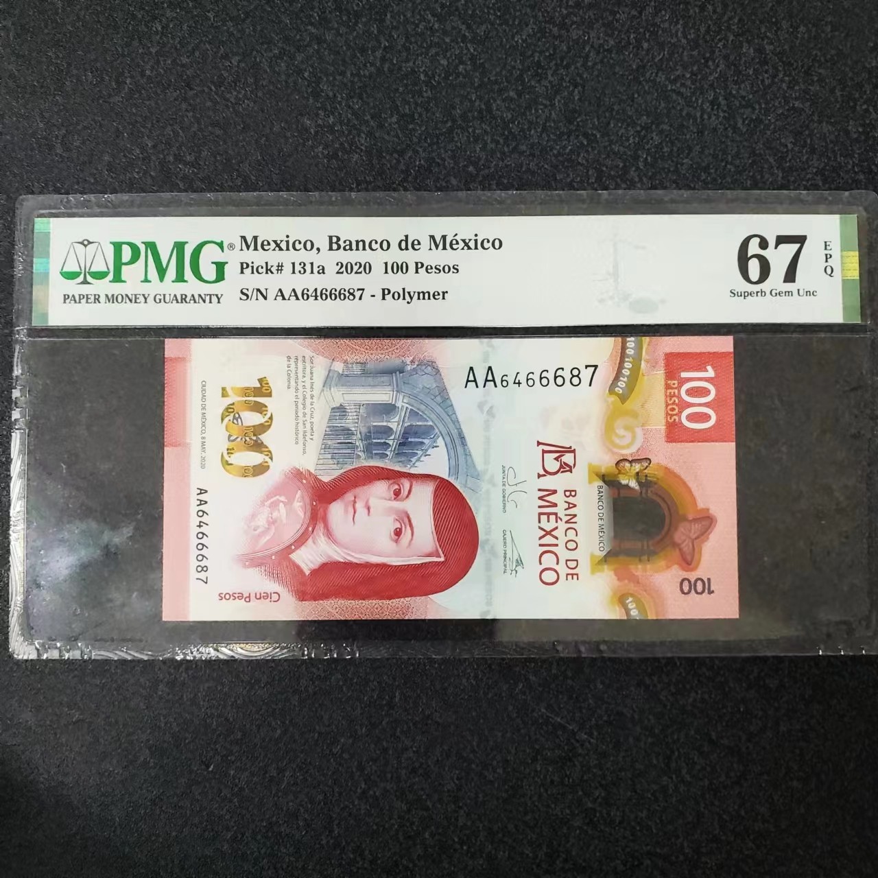 【Blue Auction】✨世界纸币精拍第433期【精】 【AA冠 获奖钞】墨西哥 2020年100比索 PMG67EPQ 高分 