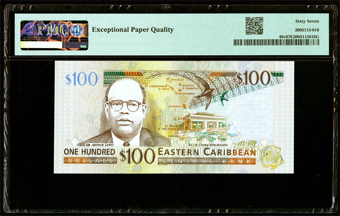 【Blue Auction】✨世界纸币精拍第433期【精】 东加勒比 圣文森特 2003年100元 PMG67EPQ 高分 女王 