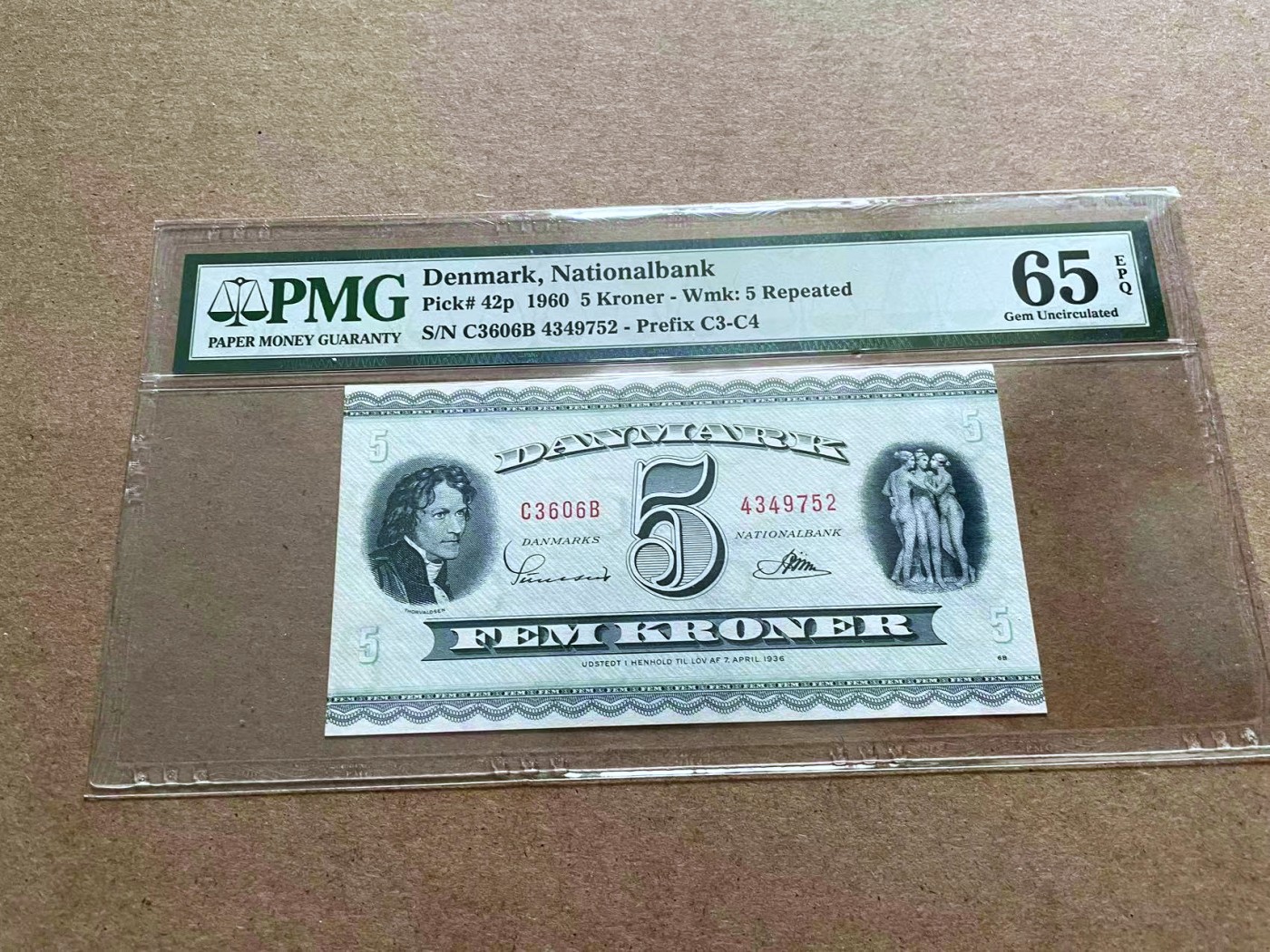 【Blue Auction】✨世界纸币精拍第433期【精】 丹麦 1960年5克朗 三裸女 PMG65EPQ 