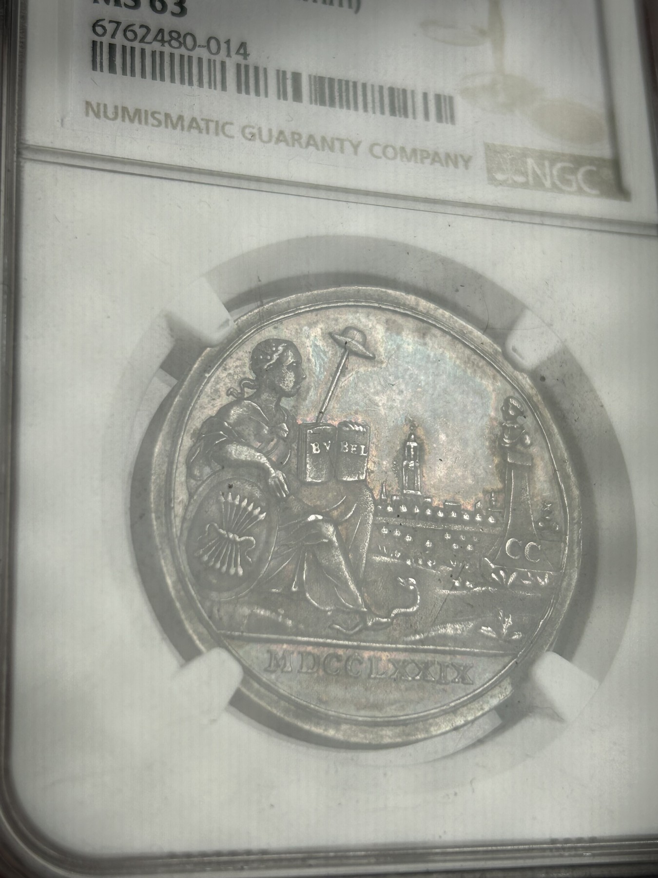 万国钱币拍卖第021期（龙年首拍） NGC MS63 1779荷兰乌特勒支联盟纪念银章 原味酱彩