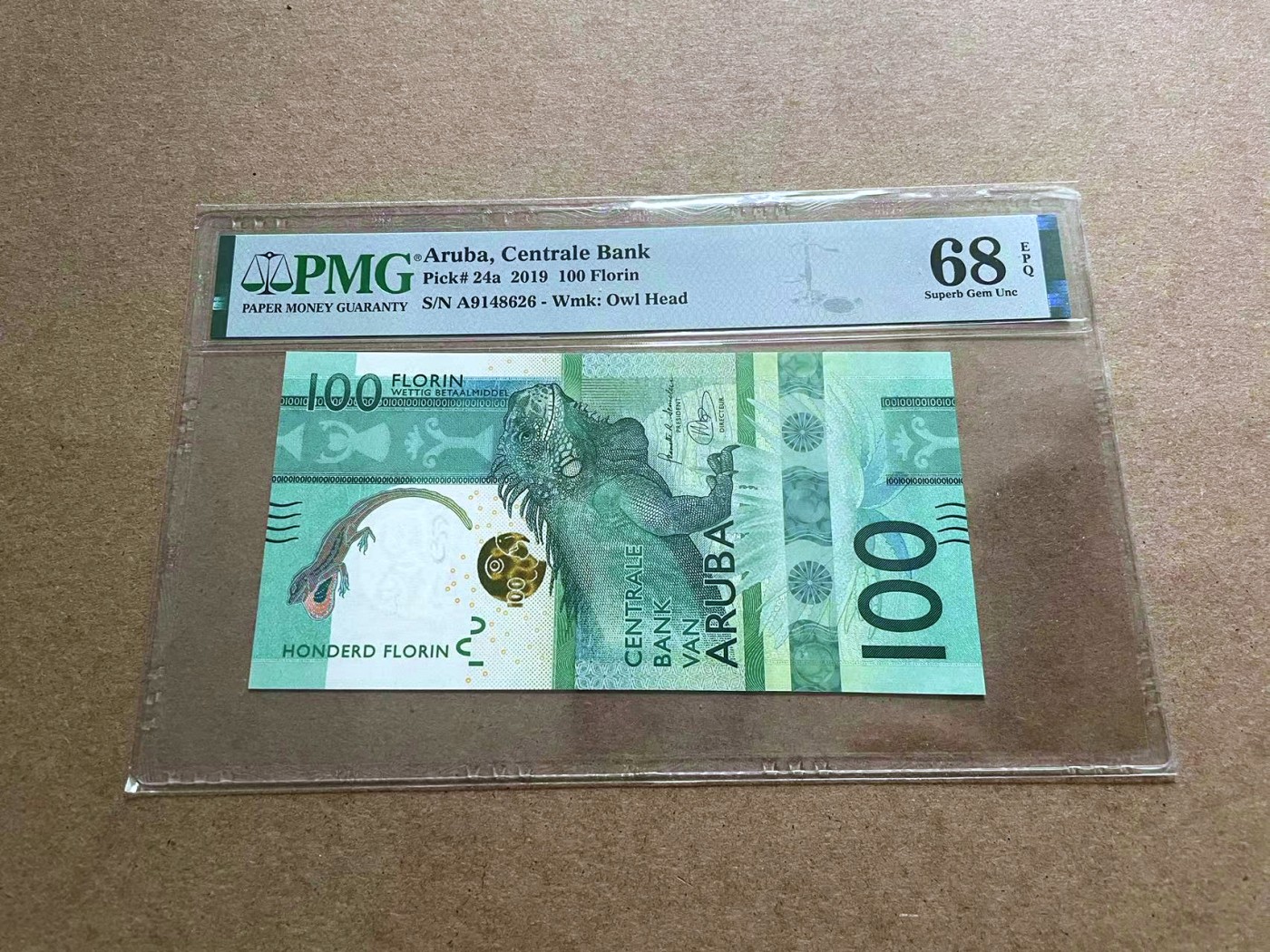 【Blue Auction】✨世界纸币精拍第433期【精】 【获奖钞】阿鲁巴 2019年100弗罗林 PMG68EPQ 超高分 大蜥蜴