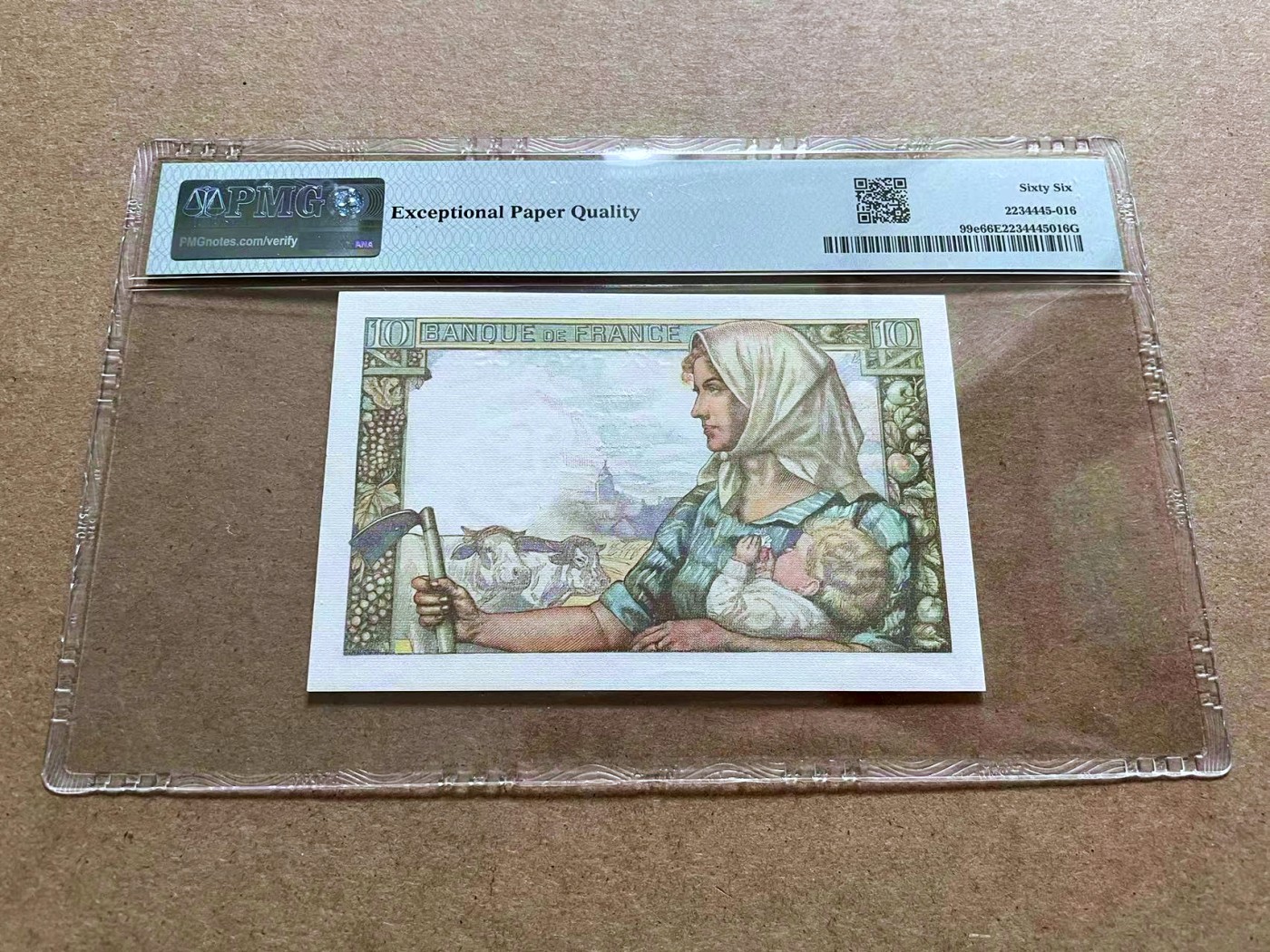 【Blue Auction】✨世界纸币精拍第433期【精】 【无47】法国 1944年10法郎 PMG66EPQ 