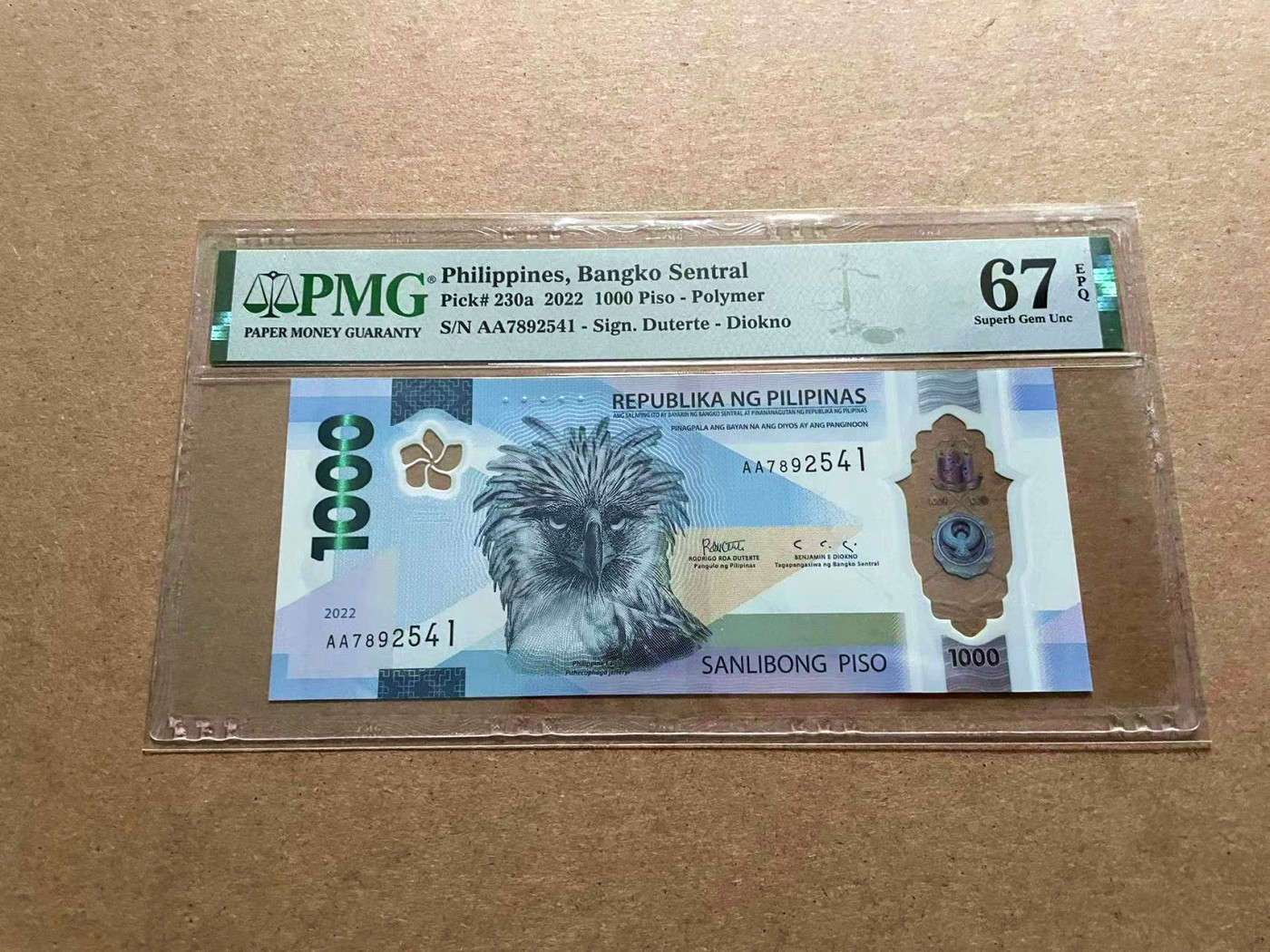 【Blue Auction】✨世界纸币精拍第434期【精】 【获奖钞 AA冠】菲律宾 2022年1000比索 PMG67EPQ