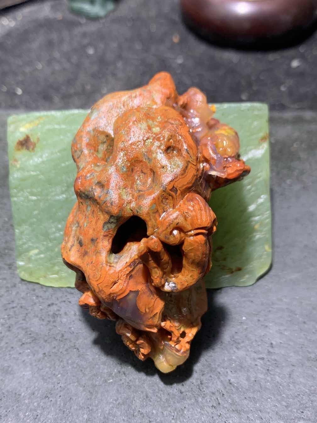 精美亚光北漂战国红玛瑙手工雕刻蜈蚣蝎子把件（吊坠）一个