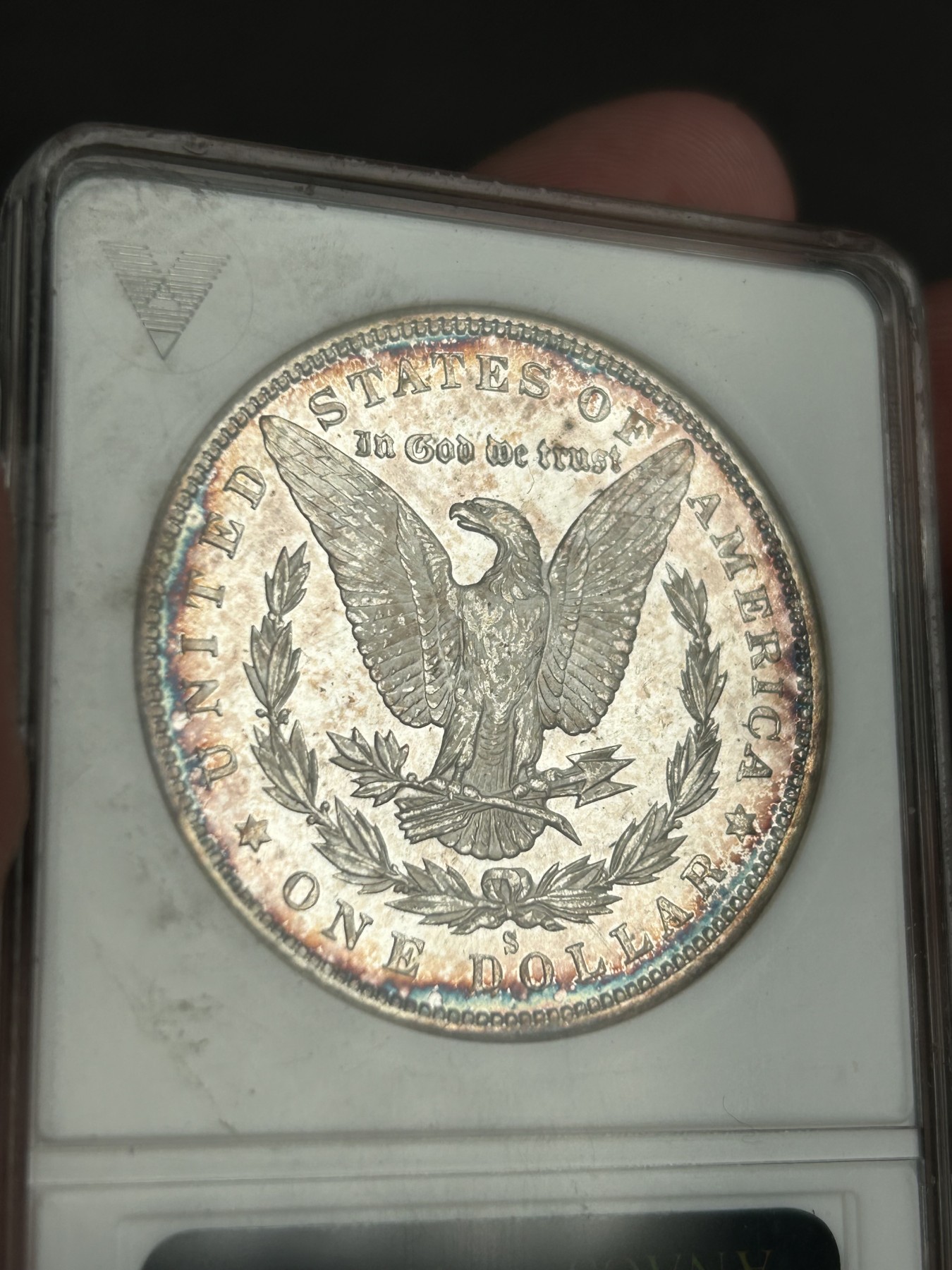 万国钱币拍卖第021期（龙年首拍） ANACS MS66DMPL 1880年美国摩根女神银元1美元 极致环彩+深度镜面 ANACS老盒难得