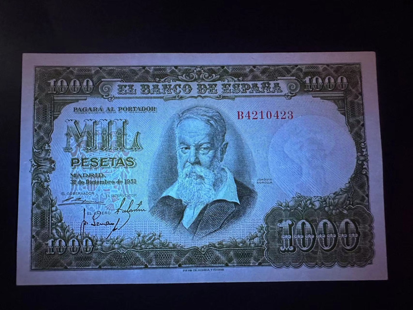 【Blue Auction】✨世界纸币精拍第434期【精】 西班牙 1951年1000比塞塔 大华金 AU+