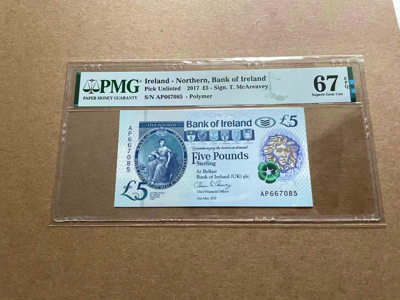 【Blue Auction】✨世界纸币精拍第434期【精】 北爱尔兰 2017年5镑 PMG67EPQ 高分