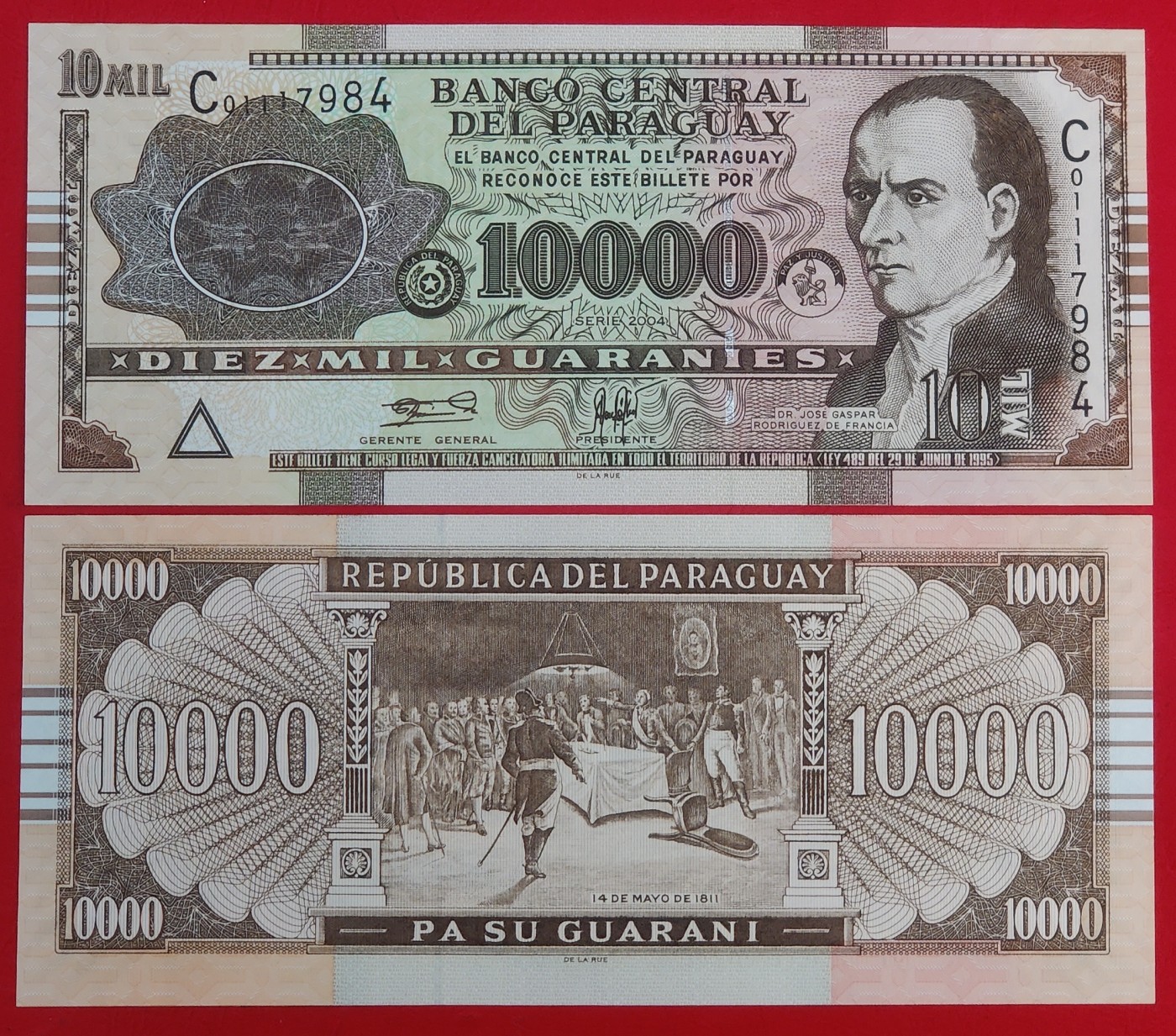 特价 全新UNC 巴拉圭10000瓜拉尼 纸币 C系列 2004年 P-224a