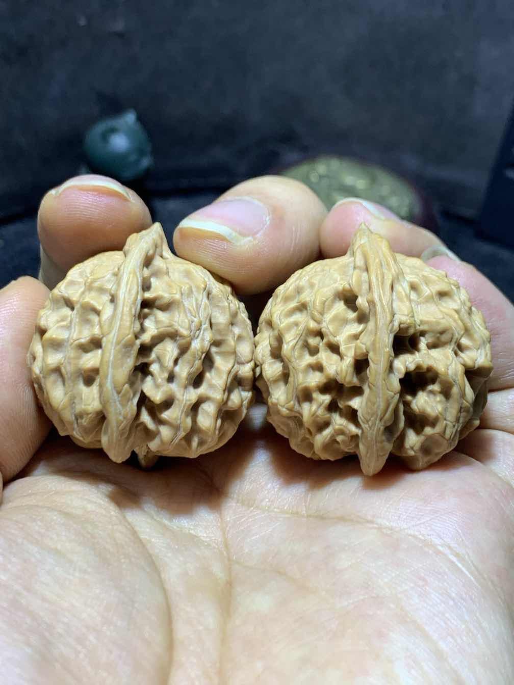 仅此一对，盘山公子帽文玩核桃麻核桃一对