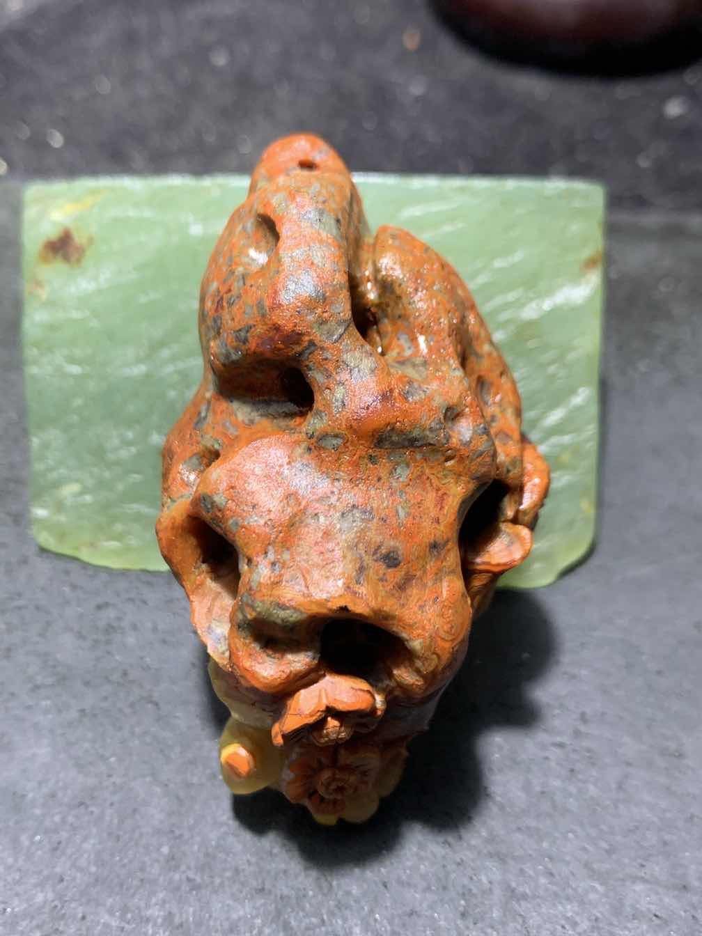 精美亚光北漂战国红玛瑙手工雕刻蜈蚣蝎子把件（吊坠）一个